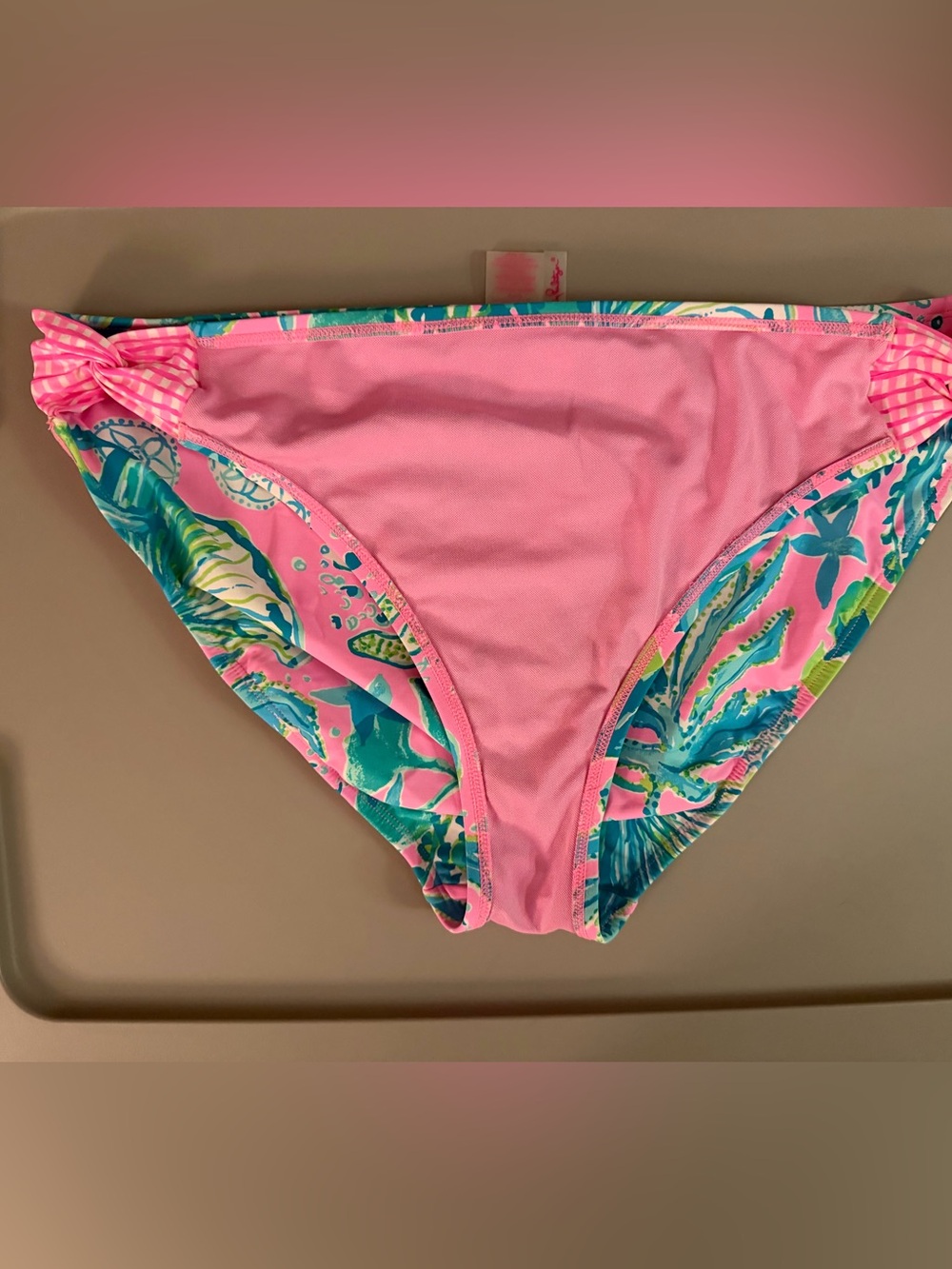 Lilly Pulitzer bikini top and bottom size 14 pink green hip nautic swimsuit - Picture 12 of 13